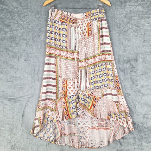 Versona Dresses & Skirts - Womens Skirt Medium Patchwork Boho Peasant Indie Festival Floral Gauze High Low